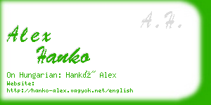 alex hanko business card